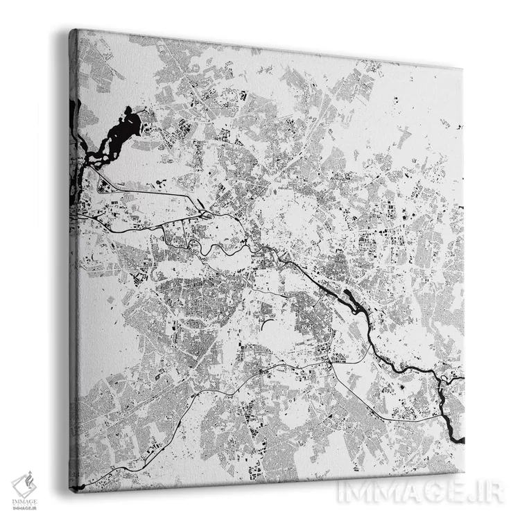 تابلو نقشهٔ شهری برلین (سفید) اثر اوربانمپ (نقشه شهری؛ استودیو نقشه یا طراح) - نمای پرسپکتیو محصول