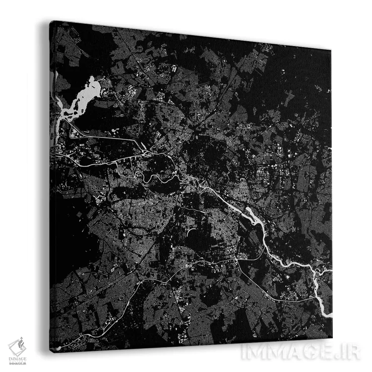 تابلو نقشهٔ شهری برلین (سیاه) اثر اوربانمپ (نقشه شهری؛ استودیو نقشه یا طراح) - نمای پرسپکتیو محصول