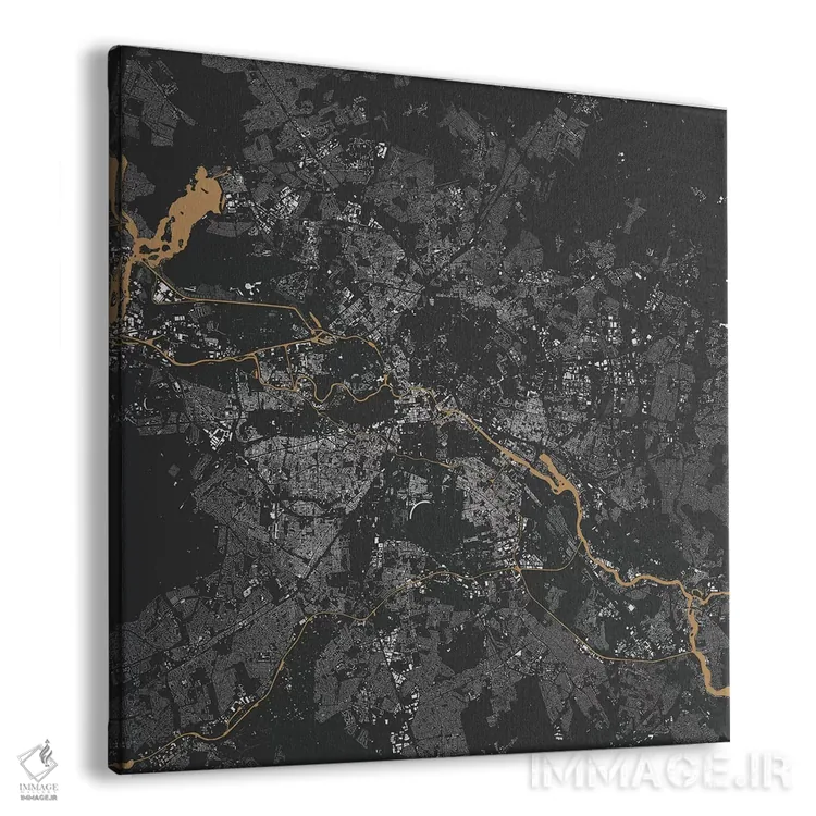 تابلو نقشهٔ شهری برلین (طلایی) اثر اوربانمپ (نقشه شهری؛ استودیو نقشه یا طراح) - نمای پرسپکتیو محصول