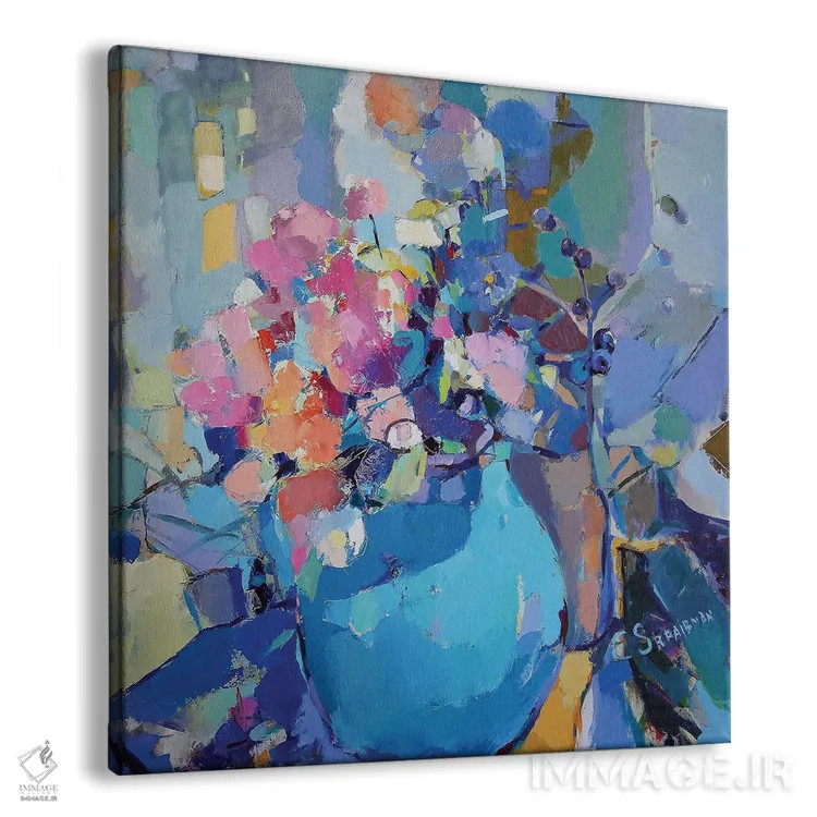 تابلو انتزاع صورتی اثر النا شرایبمن - نمای پرسپکتیو محصول