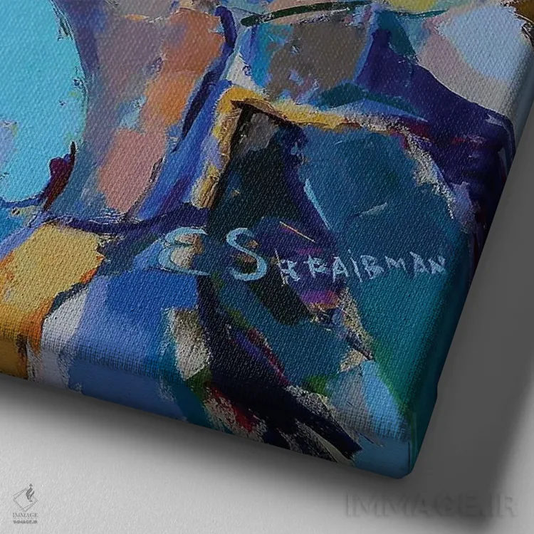 تابلو انتزاع صورتی اثر النا شرایبمن - نمای نزدیک بافت بوم