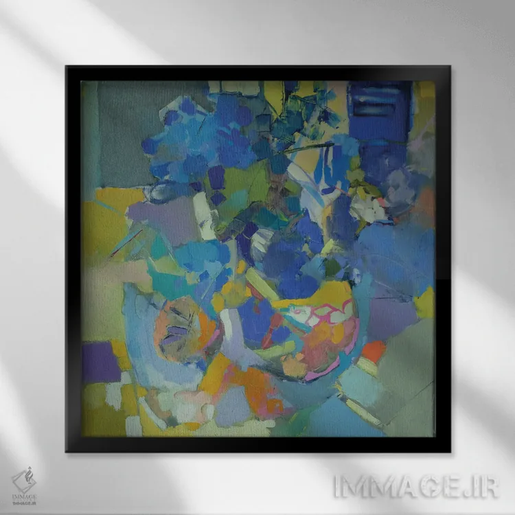 تابلو باغ هورتانسیا (گل ادریس) اثر النا شرایبمن - نمای قابدار مشکی