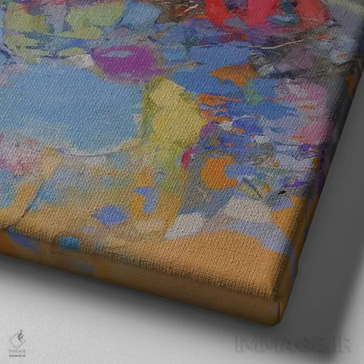 تابلو گلدانهای آبی اثر النا شرایبمن - نمای نزدیک بافت بوم