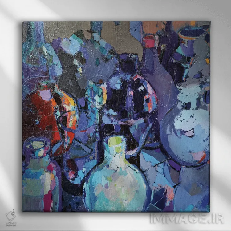 تابلو آبی دریایی اثر النا شرایبمن - نمای روبهرو روی دیوار