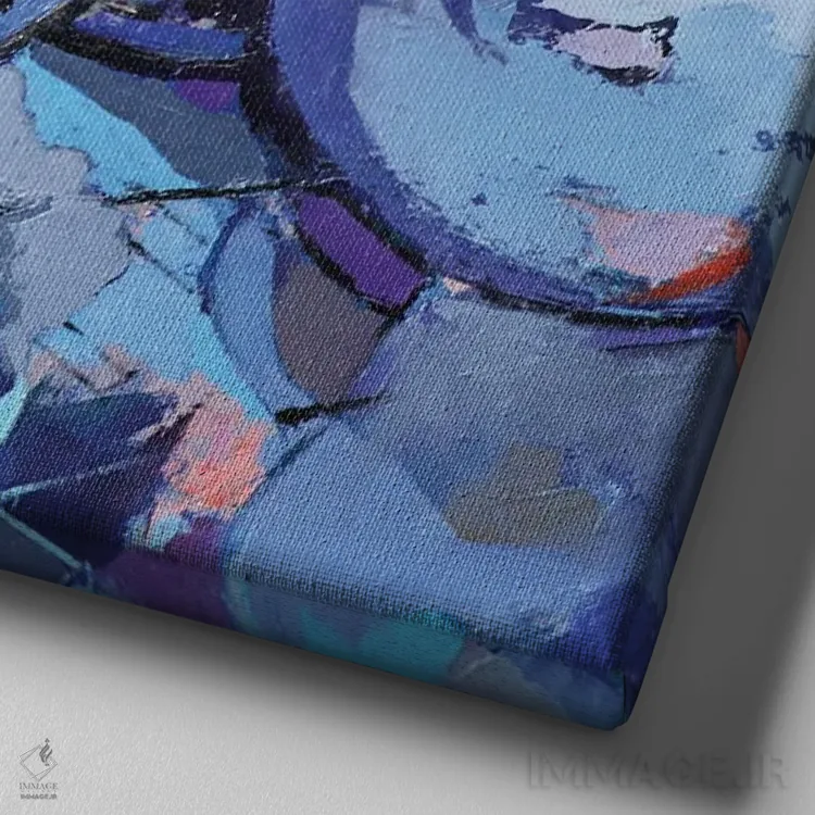 تابلو آبی دریایی اثر النا شرایبمن - نمای نزدیک بافت بوم