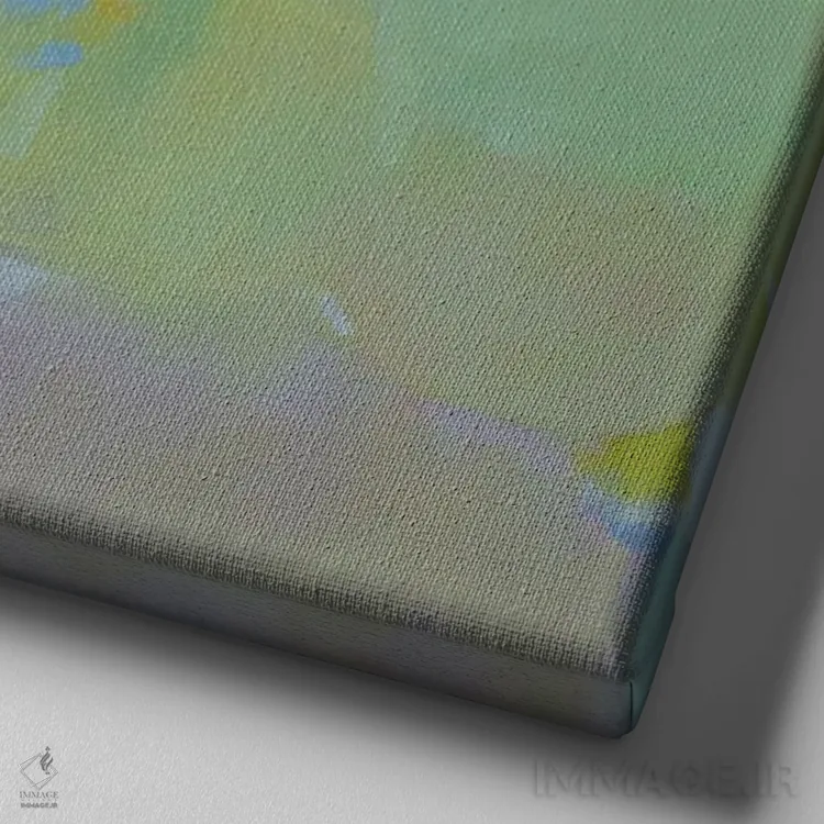 تابلو گلهای روشن بر زمینهٔ زرد کمرنگ اثر النا شرایبمن - نمای نزدیک بافت بوم