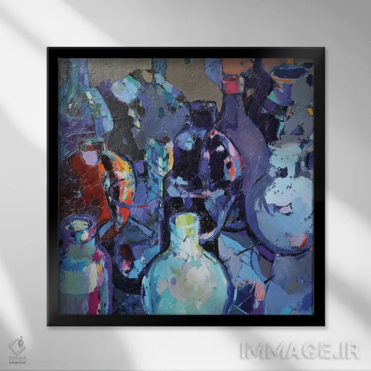 تابلو آبی دریایی اثر النا شرایبمن - نمای قابدار مشکی