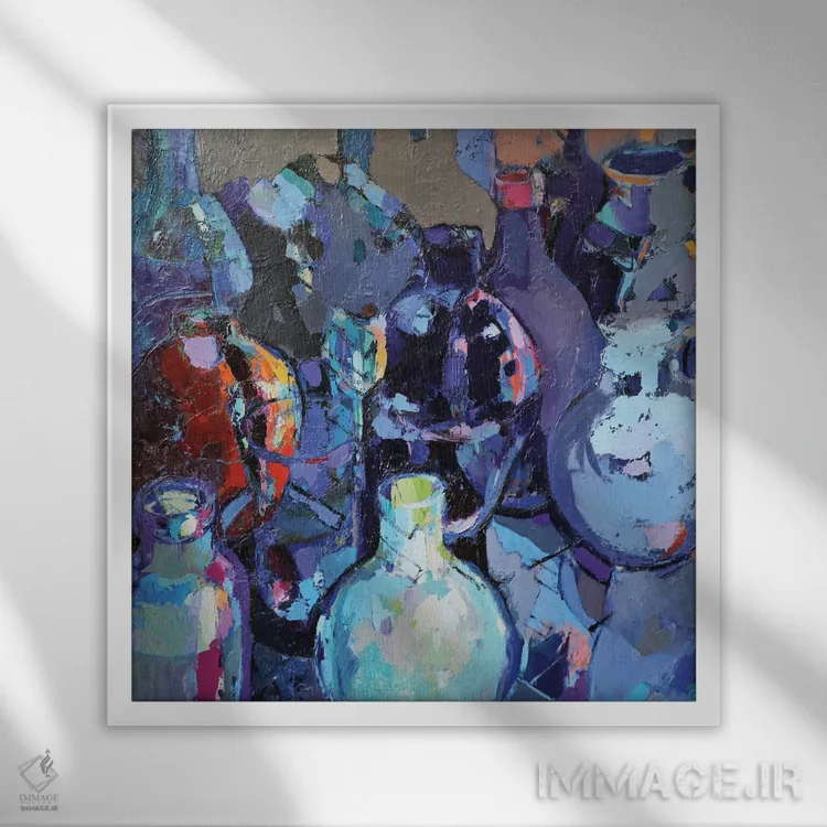 تابلو آبی دریایی اثر النا شرایبمن - نمای قابدار سفید