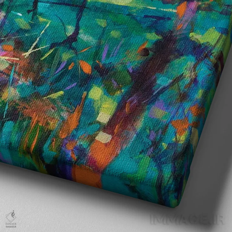 تابلو نهر نارنجی وینز اثر داگ ایتون - نمای نزدیک بافت بوم