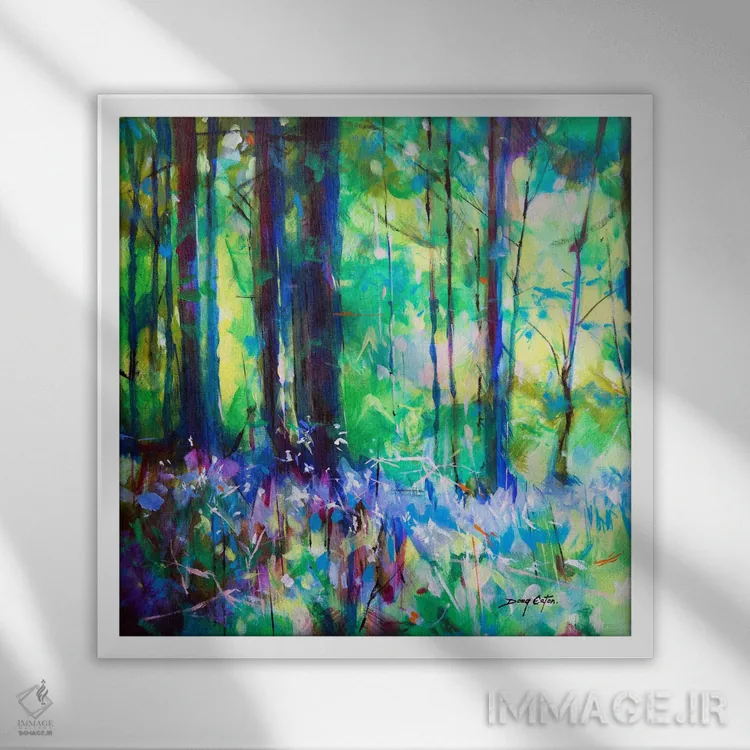 تابلو زنگولههای آبی اسپیچ هاوس اثر داگ ایتون - نمای قابدار سفید