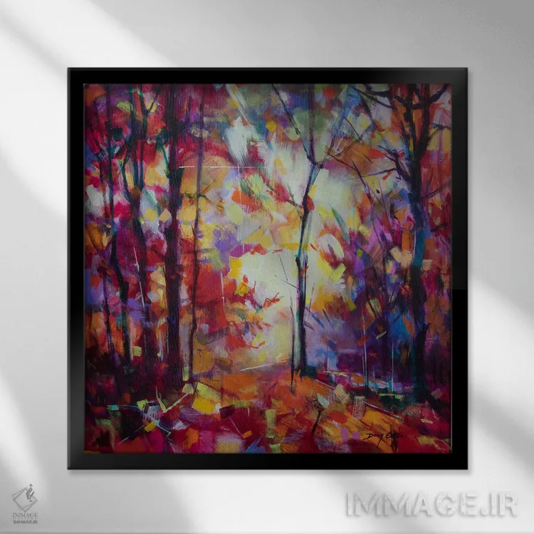 تابلو جنگل صورتی اثر داگ ایتون - نمای قابدار مشکی