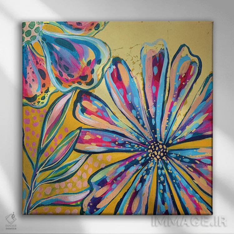 تابلو باغ زراندود VI اثر اتاوی (برند هنری) - نمای روبهرو روی دیوار