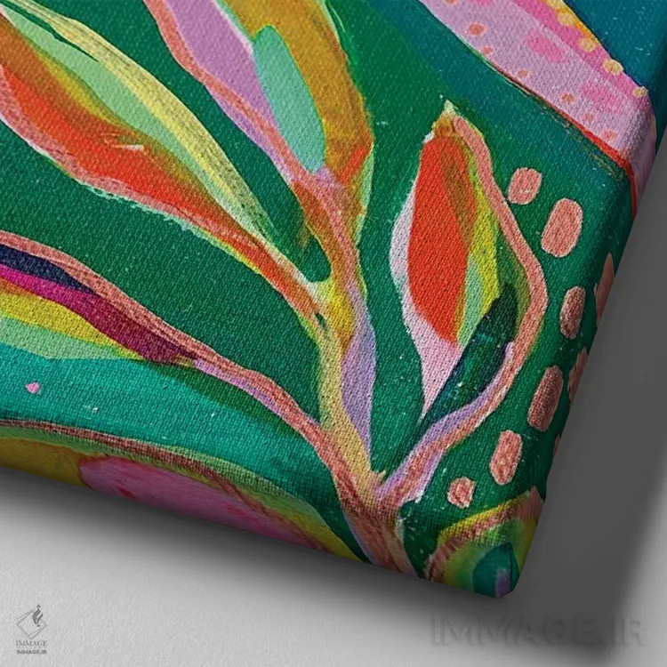 تابلو باغ زراندود X اثر اتاوی (برند هنری) - نمای نزدیک بافت بوم