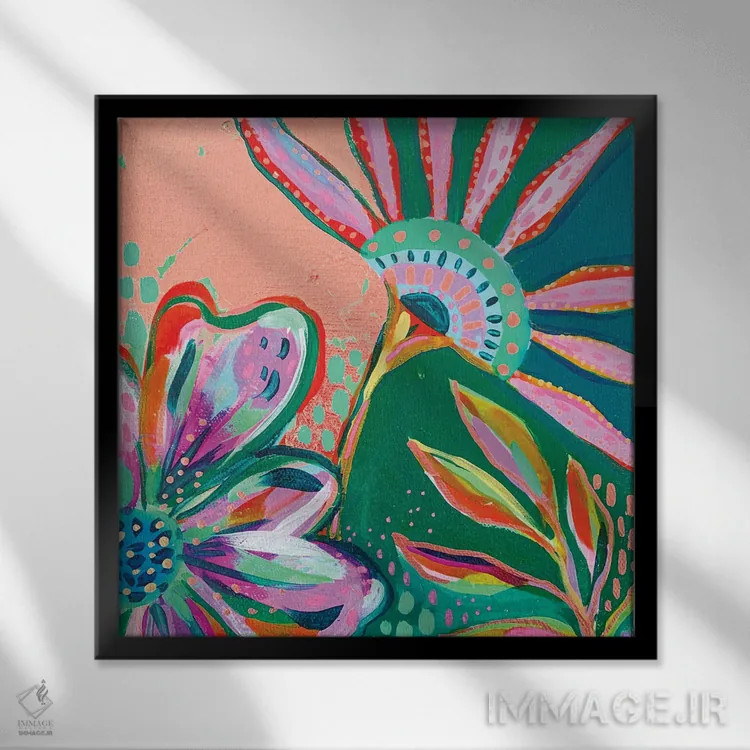 تابلو باغ زراندود X اثر اتاوی (برند هنری) - نمای قابدار مشکی