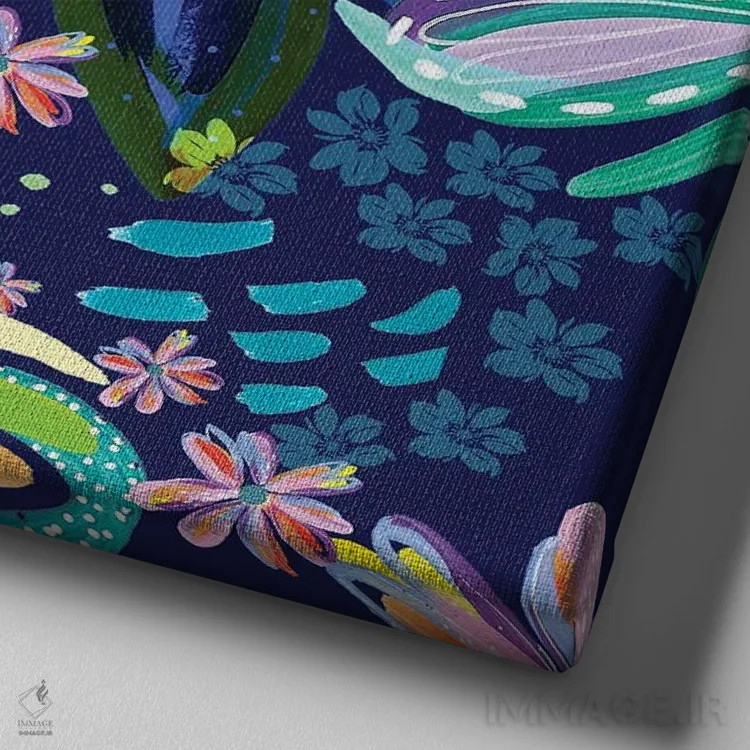 تابلو گلهای پراکنده III اثر اتاوی (برند هنری) - نمای نزدیک بافت بوم