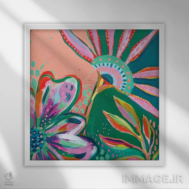 تابلو باغ زراندود X اثر اتاوی (برند هنری) - نمای قابدار سفید