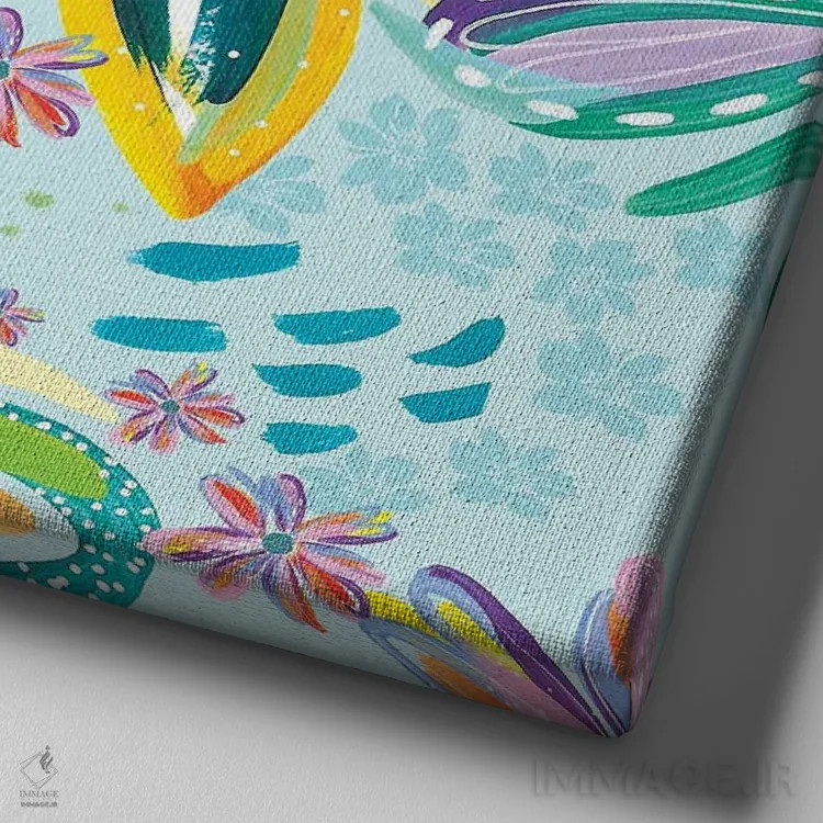 تابلو گلهای پراکنده IV اثر اتاوی (برند هنری) - نمای نزدیک بافت بوم