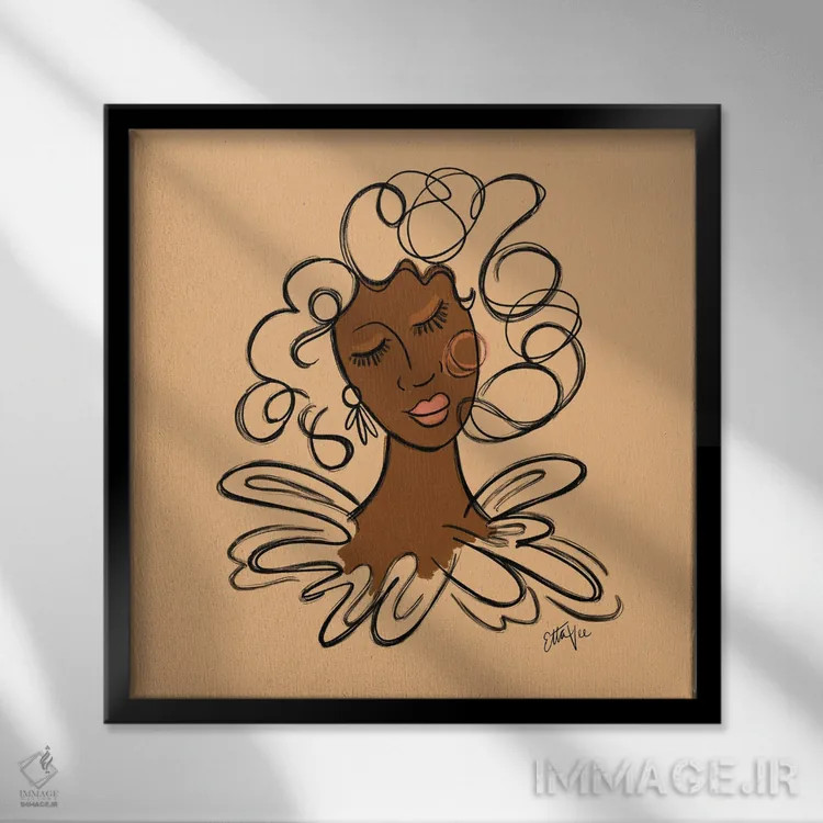 تابلو بانوی کلاسیک I اثر اتاوی (برند هنری) - نمای قابدار مشکی