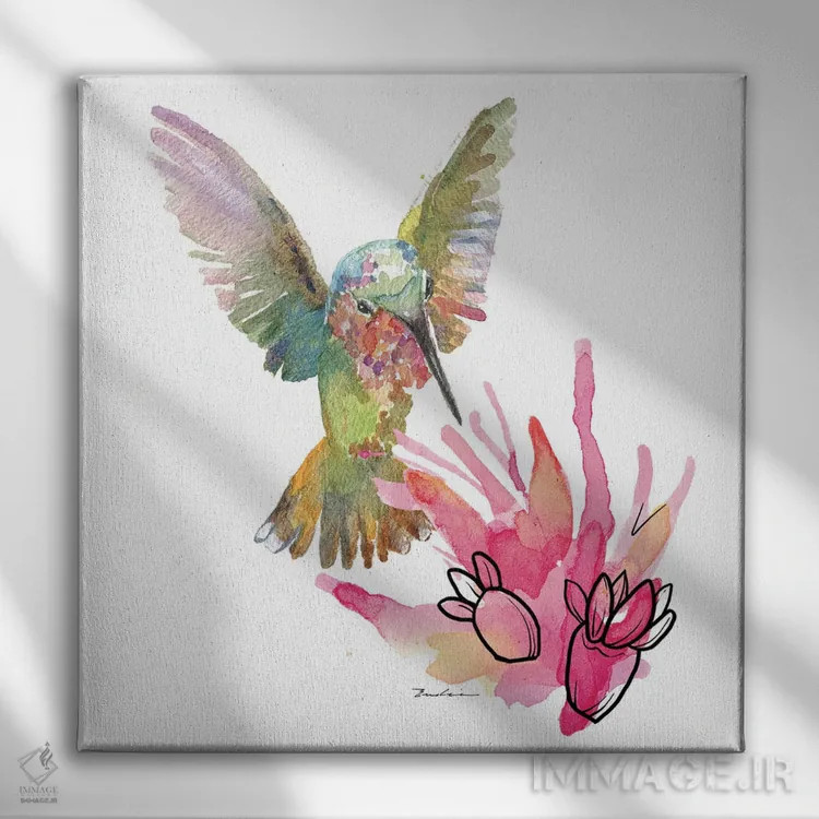 تابلو مرغ مگسخوار کویری اثر اولیا دیزاینز (استودیو طراحی) - نمای روبهرو روی دیوار