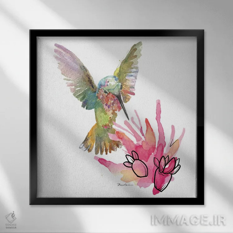 تابلو مرغ مگسخوار کویری اثر اولیا دیزاینز (استودیو طراحی) - نمای قابدار مشکی