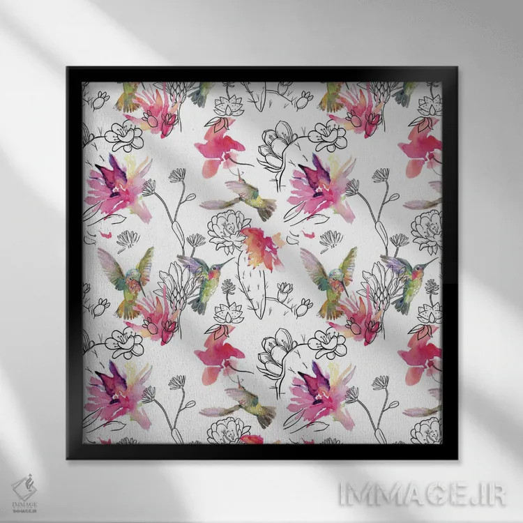 تابلو الگوی مرغ مگسخوار کویری اثر اولیا دیزاینز (استودیو طراحی) - نمای قابدار مشکی