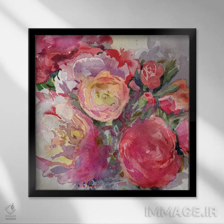 تابلو گلهای روزانه اثر اولیا دیزاینز (استودیو طراحی) - نمای قابدار مشکی