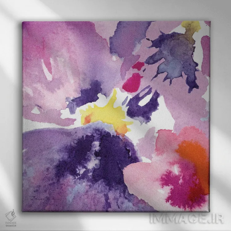 تابلو ترکیب آبرنگی گلها IV اثر اولیا دیزاینز (استودیو طراحی) - نمای روبهرو روی دیوار