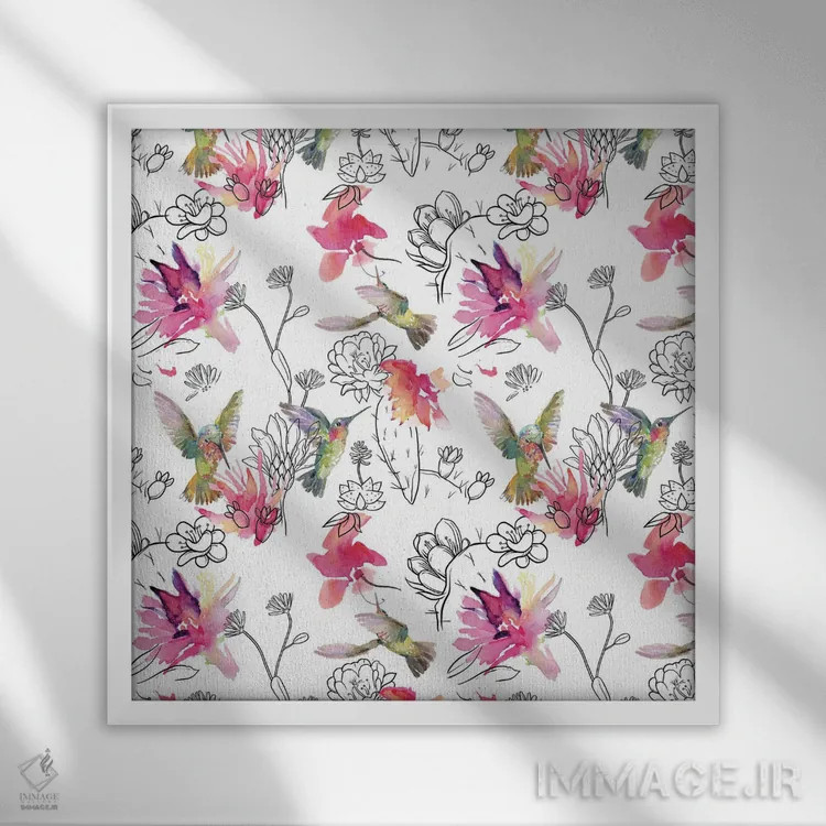 تابلو الگوی مرغ مگسخوار کویری اثر اولیا دیزاینز (استودیو طراحی) - نمای قابدار سفید