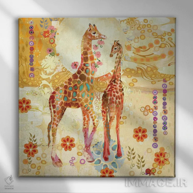 تابلو زرافهها در باغ اثر اولیا دیزاینز (استودیو طراحی) - نمای روبهرو روی دیوار