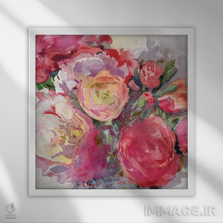 تابلو گلهای روزانه اثر اولیا دیزاینز (استودیو طراحی) - نمای قابدار سفید