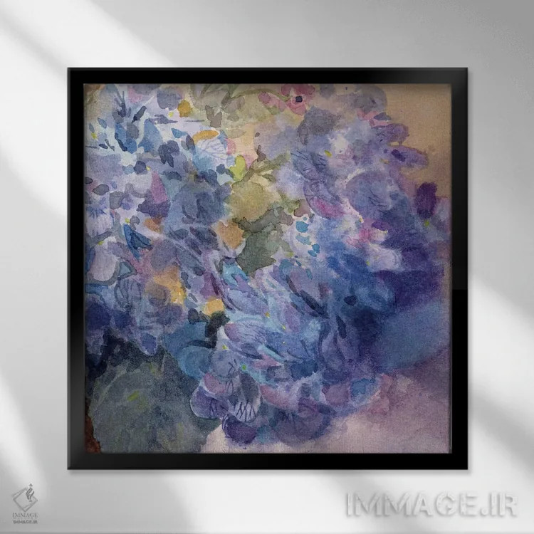 تابلو هورتانسیا پریوینکل دوم اثر اولیا دیزاینز (استودیو طراحی) - نمای قابدار مشکی