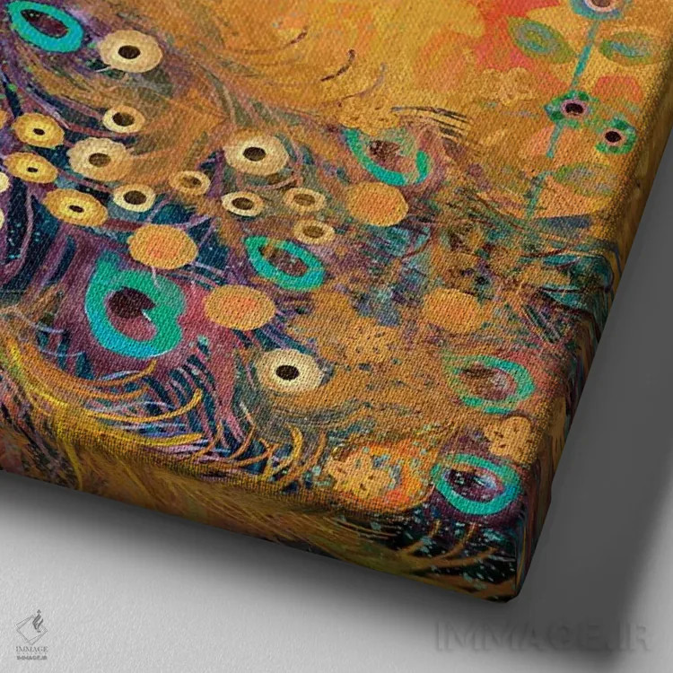 تابلو طاووس آفریکارما اثر اولیا دیزاینز (استودیو طراحی) - نمای نزدیک بافت بوم