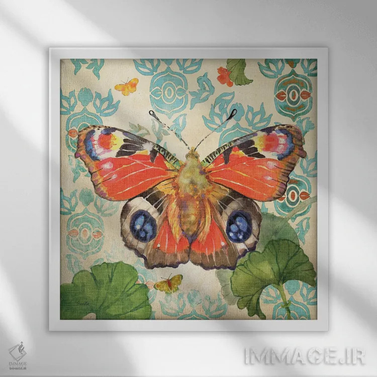 تابلو پروانه طاووسی اروپایی اثر اولیا دیزاینز (استودیو طراحی) - نمای قابدار سفید