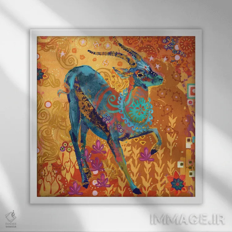 تابلو غزال سامبورو اثر اولیا دیزاینز (استودیو طراحی) - نمای قابدار سفید