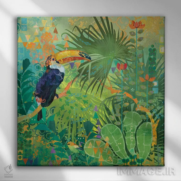 تابلو توکانها و گلها اثر اولیا دیزاینز (استودیو طراحی) - نمای روبهرو روی دیوار