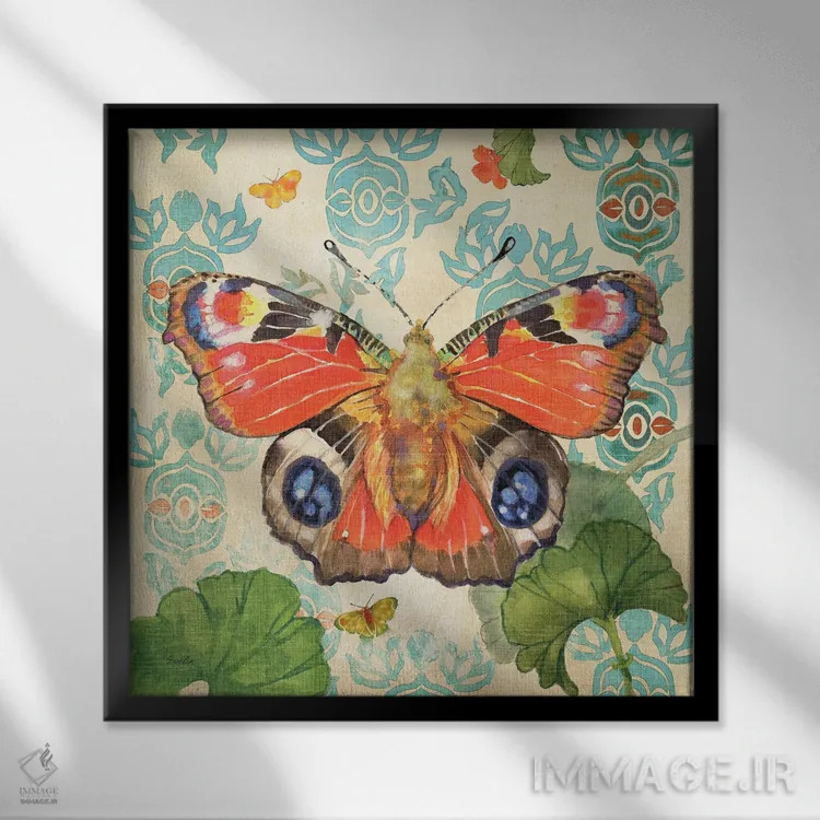 تابلو پروانه طاووسی اروپایی اثر اولیا دیزاینز (استودیو طراحی) - نمای قابدار مشکی
