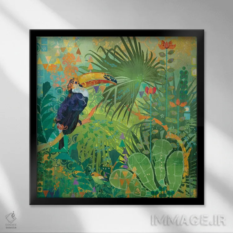 تابلو توکانها و گلها اثر اولیا دیزاینز (استودیو طراحی) - نمای قابدار مشکی