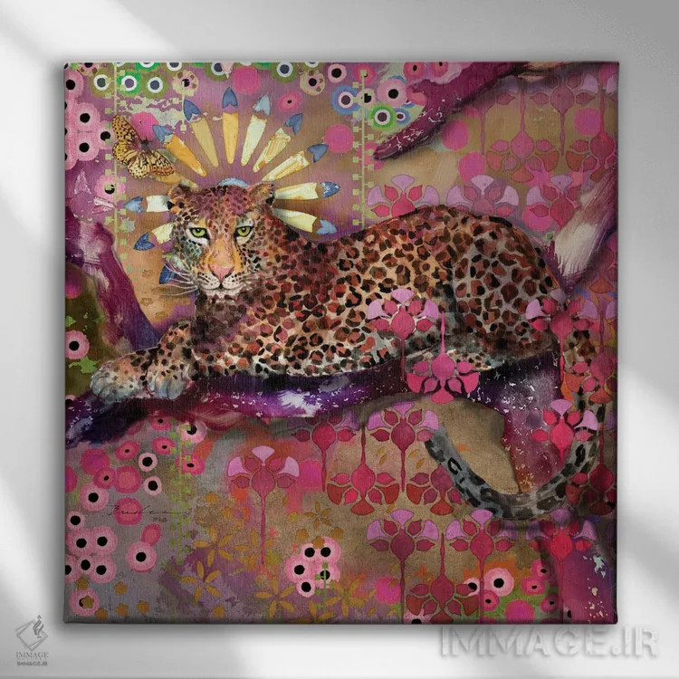 تابلو پلنگ و پروانه اثر اولیا دیزاینز (استودیو طراحی) - نمای روبهرو روی دیوار