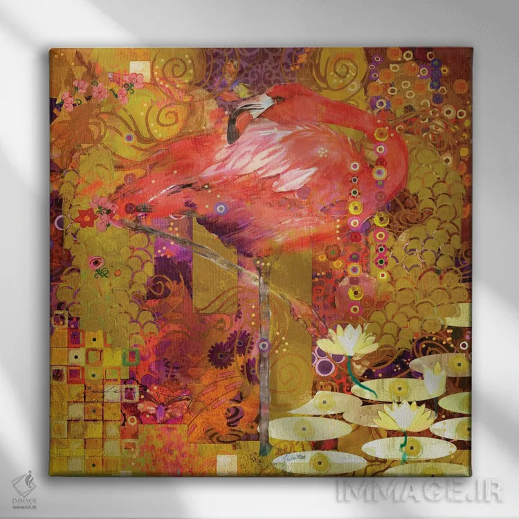 تابلو اختلاط فلامینگوها اثر اولیا دیزاینز (استودیو طراحی) - نمای روبهرو روی دیوار