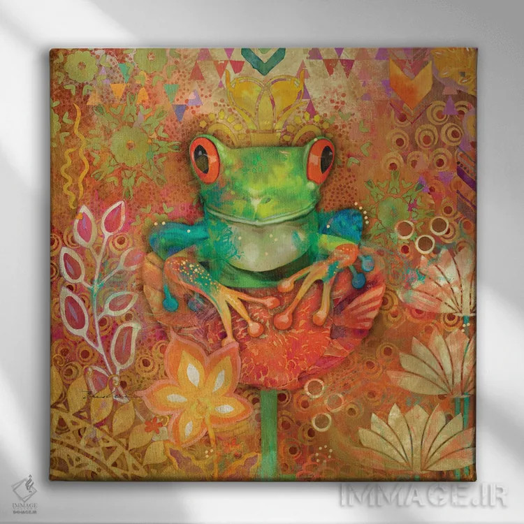 تابلو قورباغه درختی چشمقرمز اثر اولیا دیزاینز (استودیو طراحی) - نمای روبهرو روی دیوار