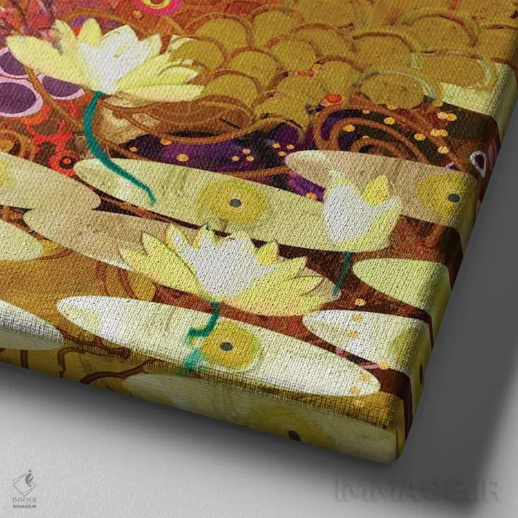 تابلو اختلاط فلامینگوها اثر اولیا دیزاینز (استودیو طراحی) - نمای نزدیک بافت بوم