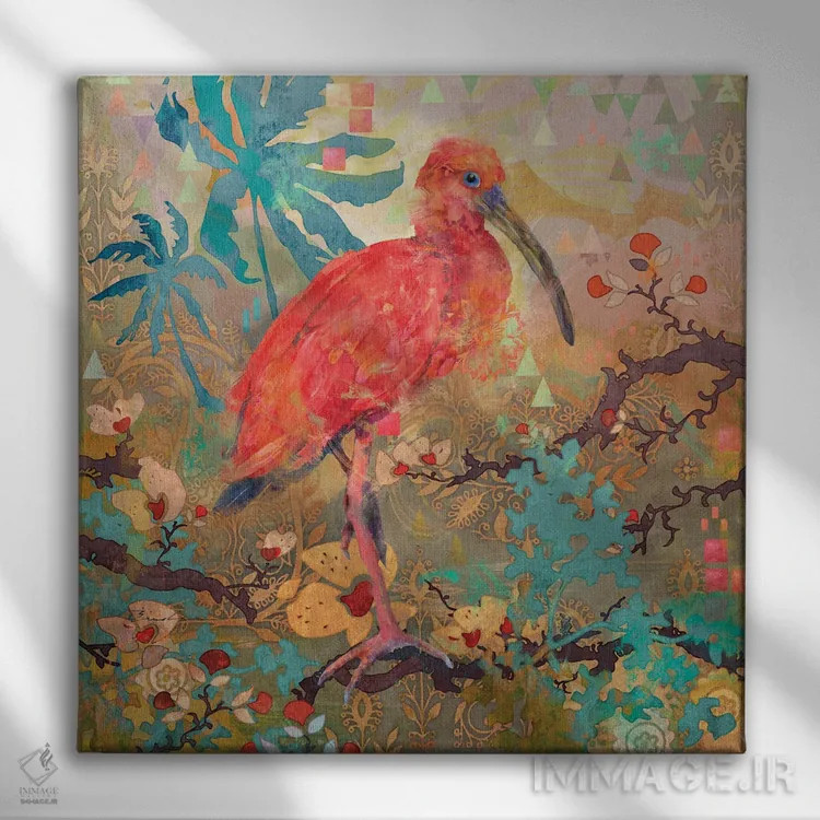 تابلو ایبیس قرمز اثر اولیا دیزاینز (استودیو طراحی) - نمای روبهرو روی دیوار