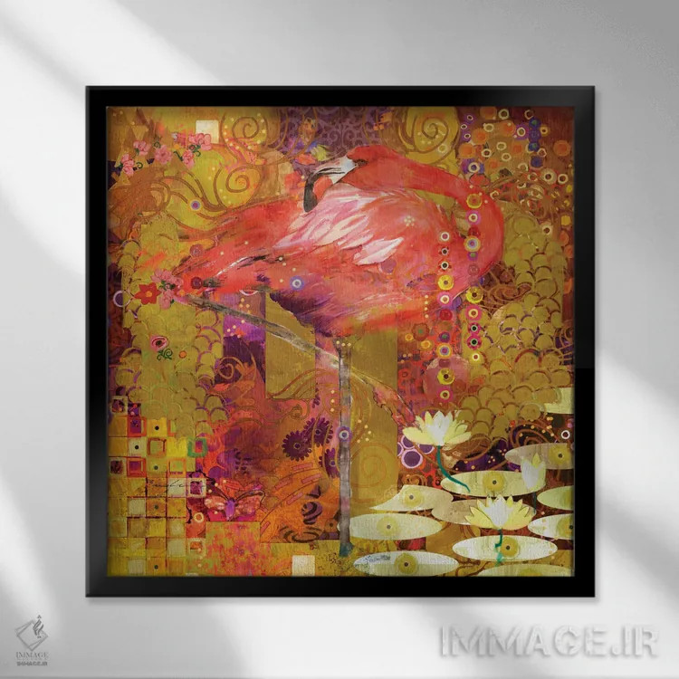 تابلو اختلاط فلامینگوها اثر اولیا دیزاینز (استودیو طراحی) - نمای قابدار مشکی