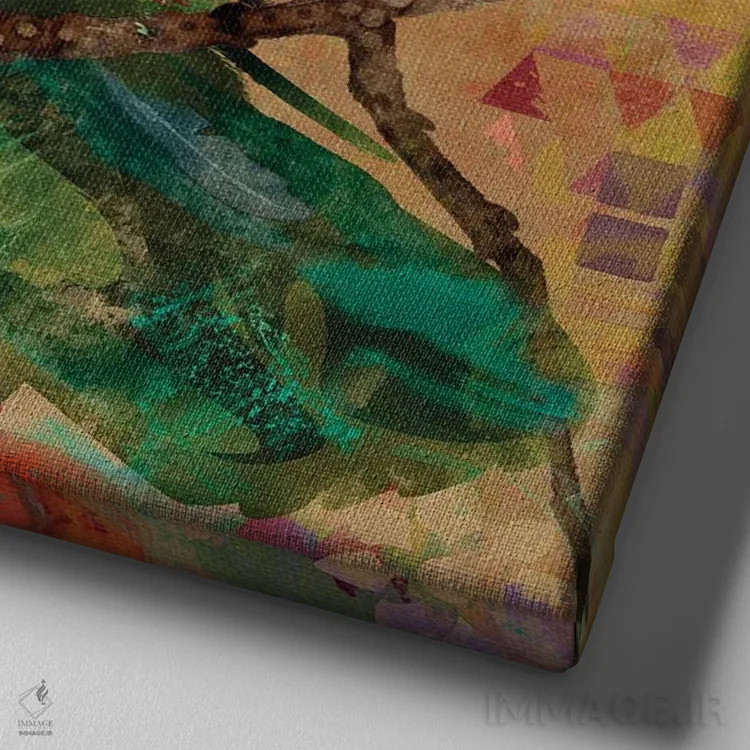 تابلو طوطیهای بزرگ سبز اثر اولیا دیزاینز (استودیو طراحی) - نمای نزدیک بافت بوم