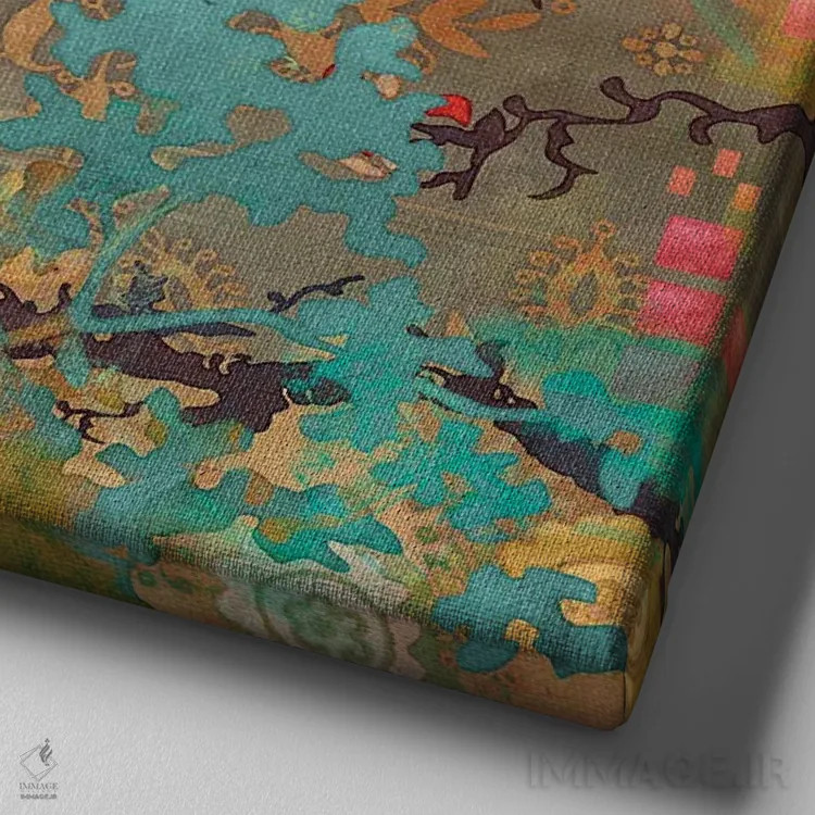 تابلو ایبیس قرمز اثر اولیا دیزاینز (استودیو طراحی) - نمای نزدیک بافت بوم