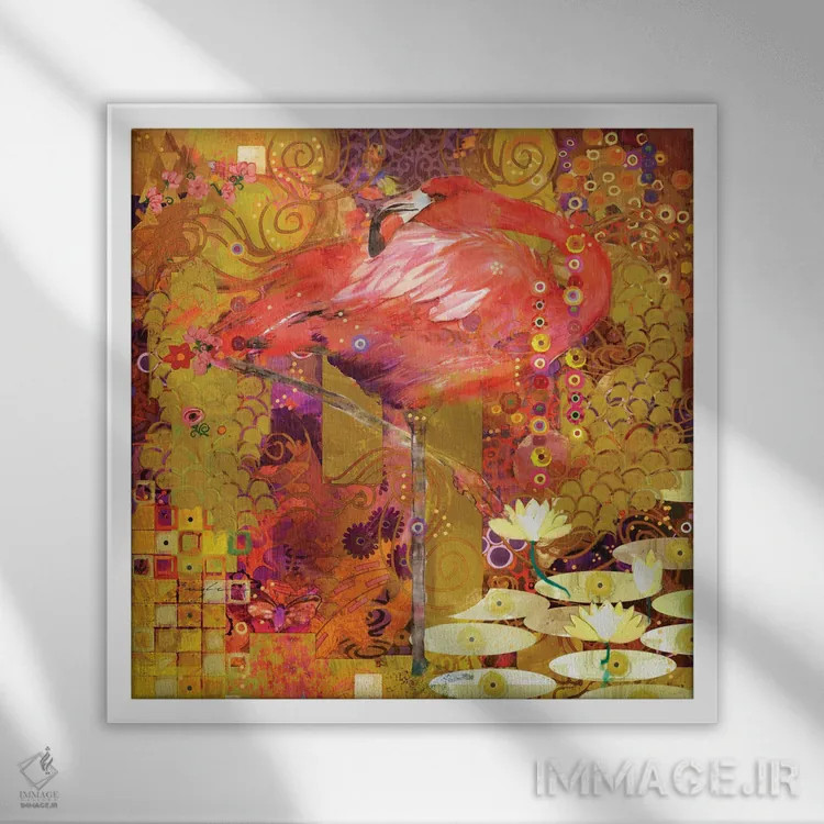 تابلو اختلاط فلامینگوها اثر اولیا دیزاینز (استودیو طراحی) - نمای قابدار سفید