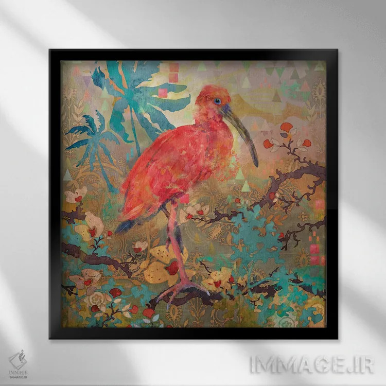 تابلو ایبیس قرمز اثر اولیا دیزاینز (استودیو طراحی) - نمای قابدار مشکی