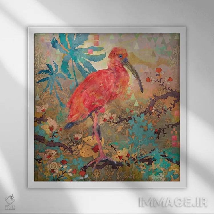 تابلو ایبیس قرمز اثر اولیا دیزاینز (استودیو طراحی) - نمای قابدار سفید