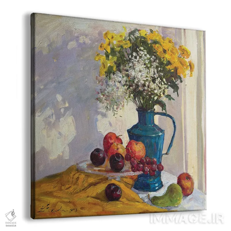 تابلو طبیعت بیجان با گلهای وحشی و میوهها ۲ اثر اوگنیا مکانوا - نمای پرسپکتیو محصول