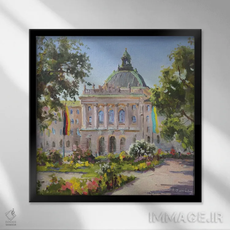 تابلو کاخ عدالت، مونیخ، آلمان اثر اوگنیا مکانوا - نمای قابدار مشکی